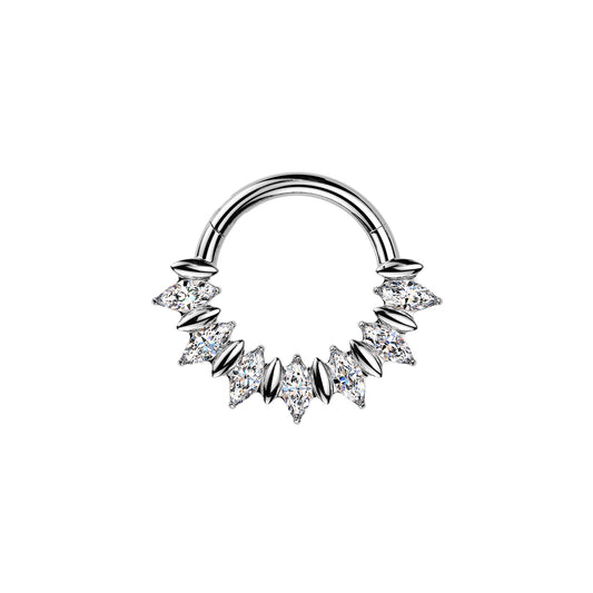 Titanium Marquise Moissanite Fan Hinged Segment Hoop Ring