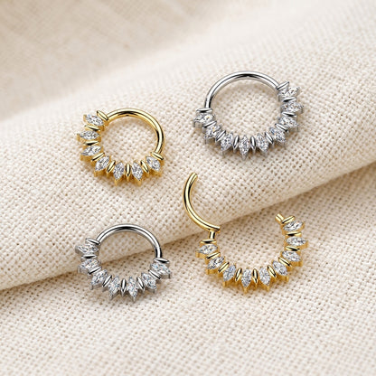 Titanium Marquise Moissanite Fan Hinged Segment Hoop Ring