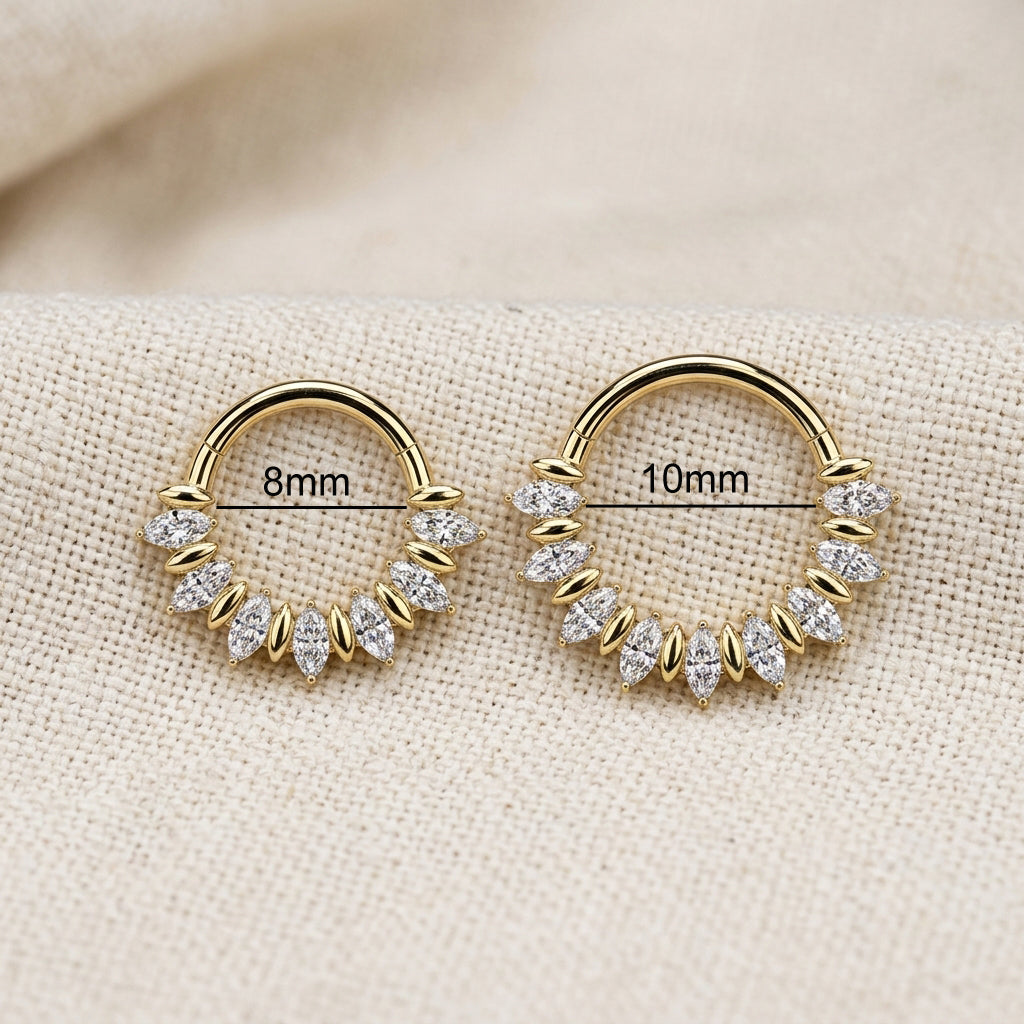 Titanium Marquise Moissanite Fan Hinged Segment Hoop Ring