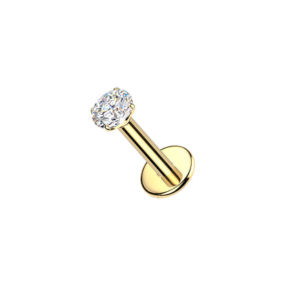 Titanium Round Moissanite Threaded Flat Back Labret