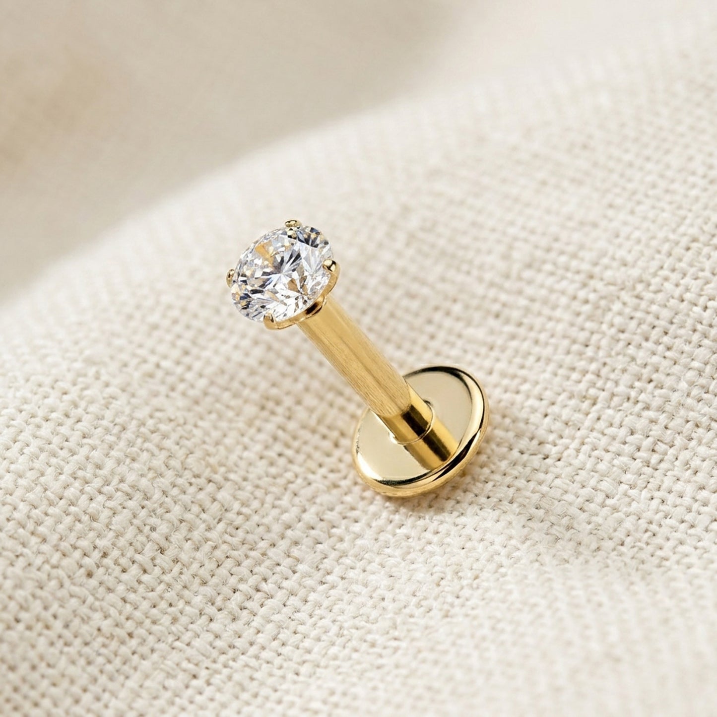 Titanium Round Moissanite Threaded Flat Back Labret