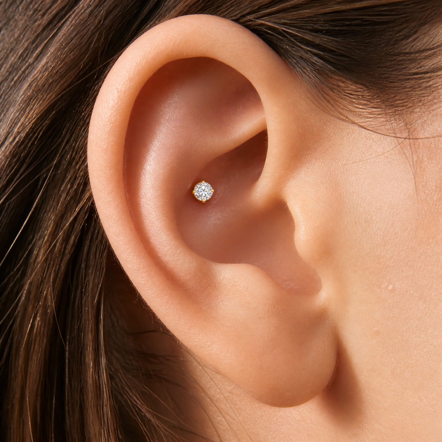 Titanium Round Moissanite Threaded Flat Back Labret