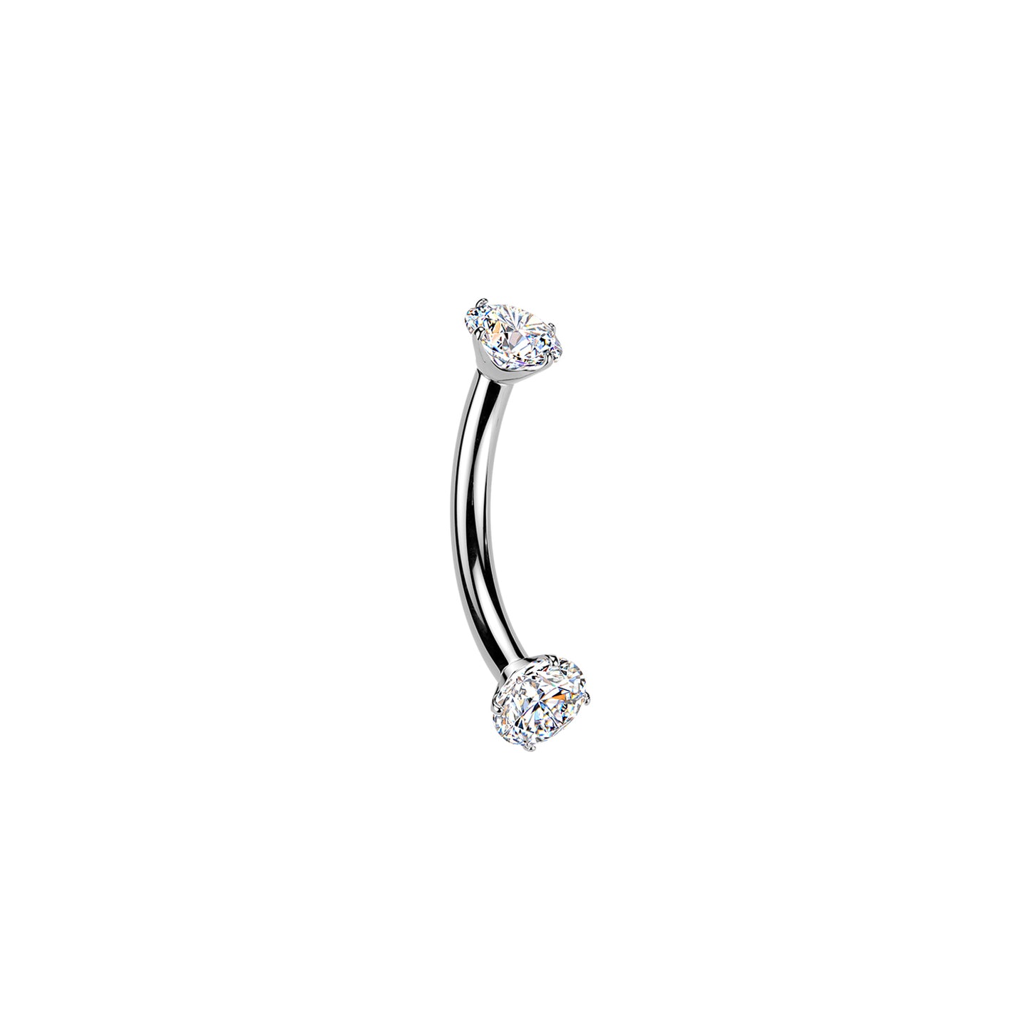 Titanium Prong Set Moissanite Threaded Curved Barbell