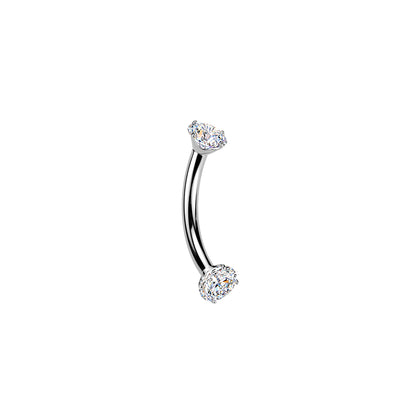 Titanium Prong Set Moissanite Threaded Curved Barbell