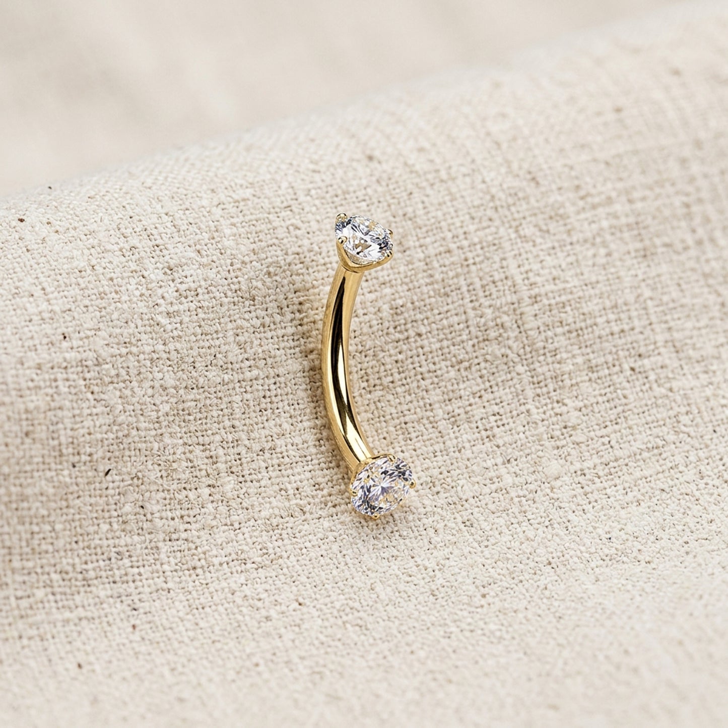 Titanium Prong Set Moissanite Threaded Curved Barbell