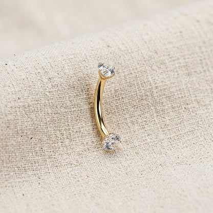 Titanium Prong Set Moissanite Threaded Curved Barbell