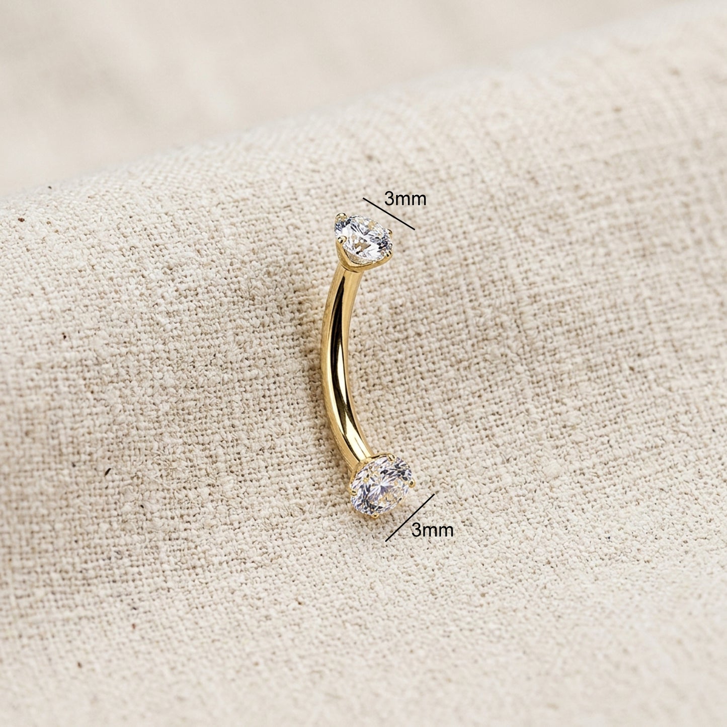 Titanium Prong Set Moissanite Threaded Curved Barbell
