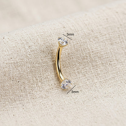 Titanium Prong Set Moissanite Threaded Curved Barbell