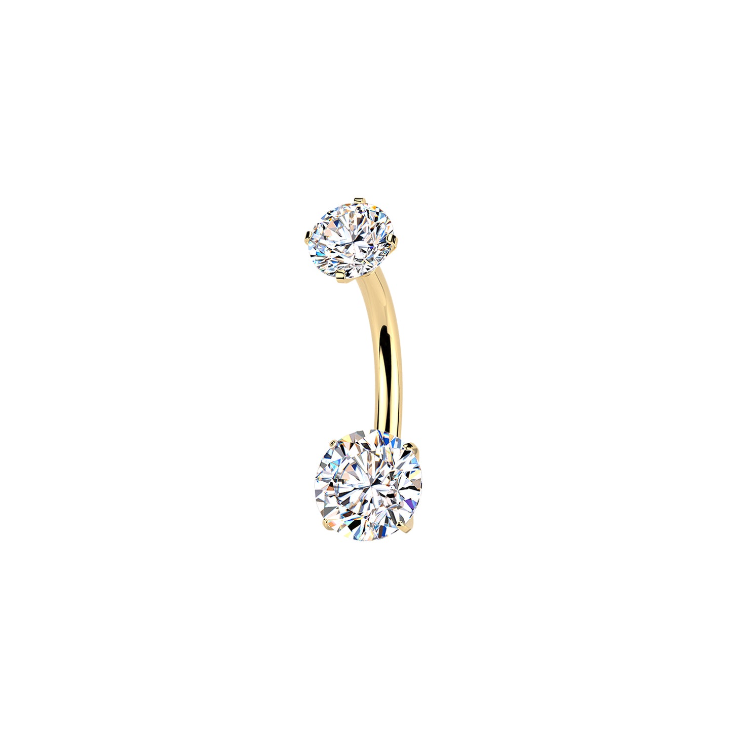 Titanium Double Prong Set Moissanite Threaded Belly Button Ring