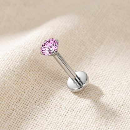 Titanium Pink Moissanite Threadless Flat Back Stud