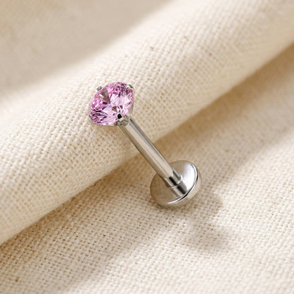 Titanium Pink Moissanite Threadless Flat Back Stud