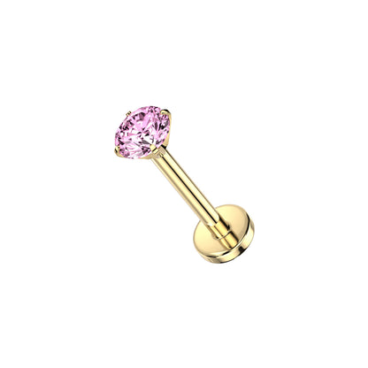 Titanium Pink Moissanite Threadless Flat Back Stud