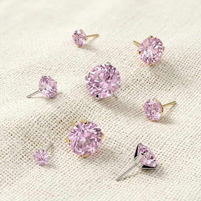 Titanium Pink Moissanite Threadless Flat Back Stud