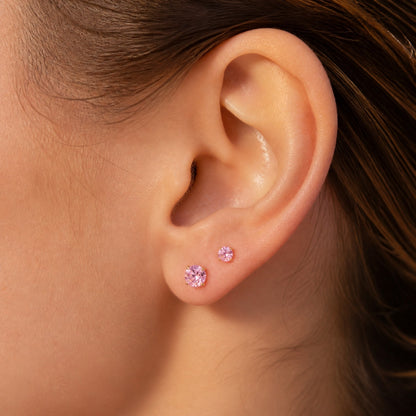 Titanium Pink Moissanite Threadless Flat Back Stud