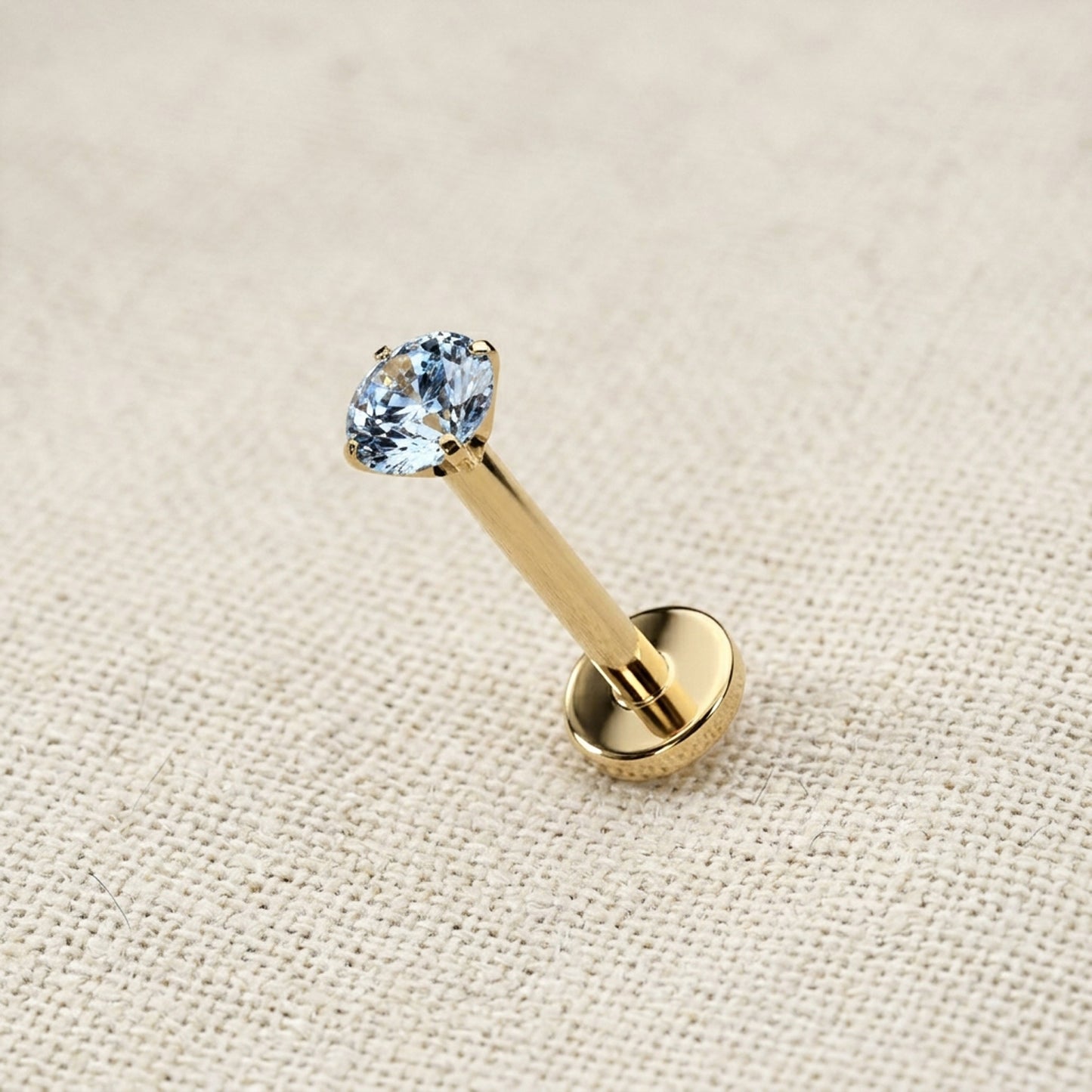 Titanium Blue Moissanite Threadless Flat Back Stud