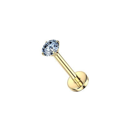 Titanium Blue Moissanite Threadless Flat Back Stud