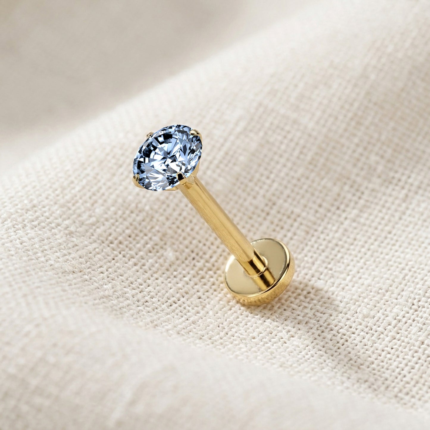 Titanium Blue Moissanite Threadless Flat Back Stud