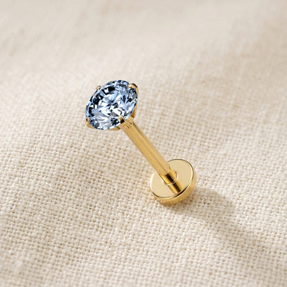 Titanium Blue Moissanite Threadless Flat Back Stud