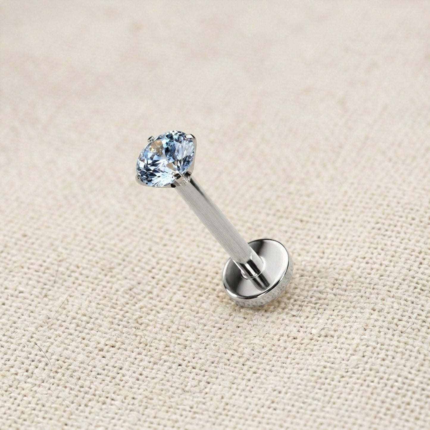 Titanium Blue Moissanite Threadless Flat Back Stud