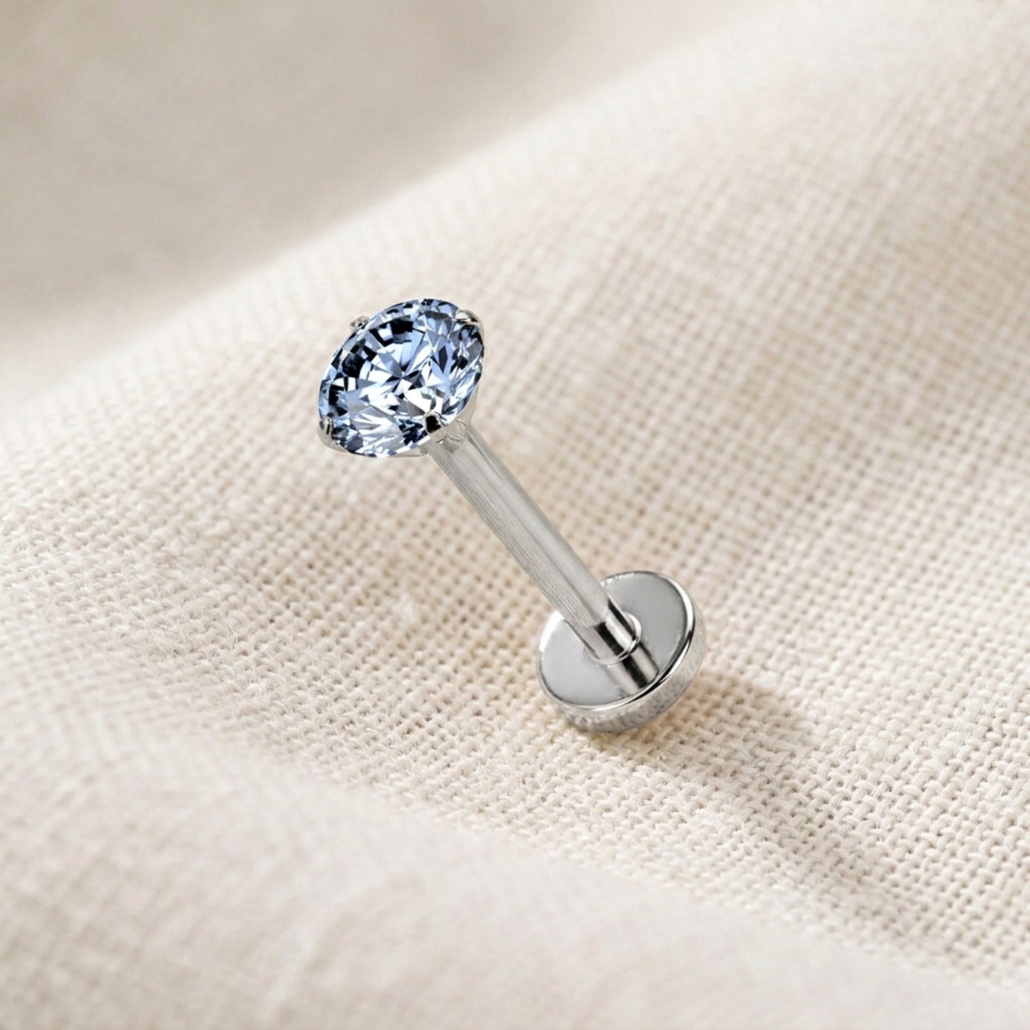 Titanium Blue Moissanite Threadless Flat Back Stud