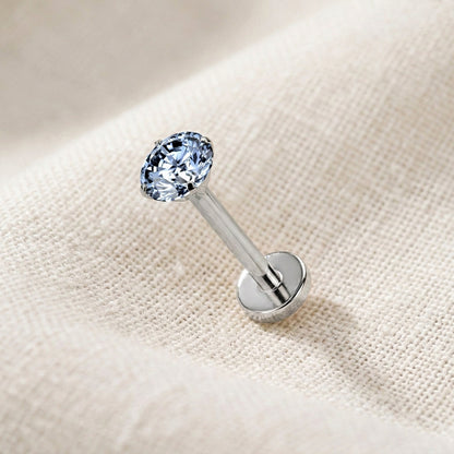 Titanium Blue Moissanite Threadless Flat Back Stud