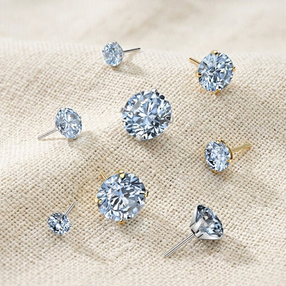 Titanium Blue Moissanite Threadless Flat Back Stud