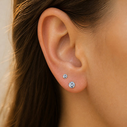 Titanium Blue Moissanite Threadless Flat Back Stud