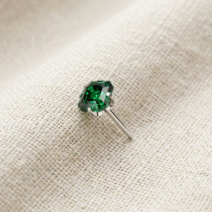 Titanium Asscher Cut Square CZ Prong Threadless Top