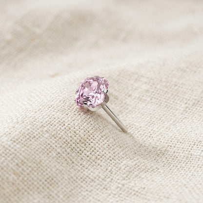 Titanium Asscher Cut Square CZ Prong Threadless Top