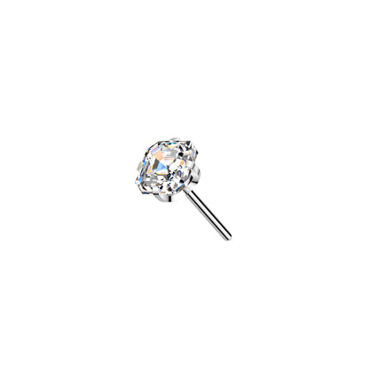 Titanium Asscher Cut Square CZ Prong Threadless Top