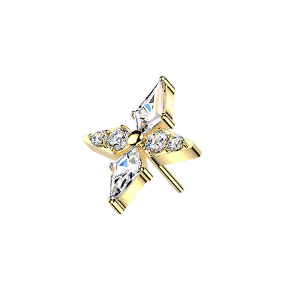 Titanium Spear and Round CZ Cross Threadless Top