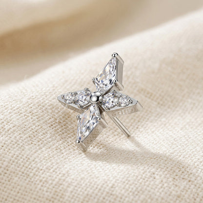 Titanium Spear and Round CZ Cross Threadless Top