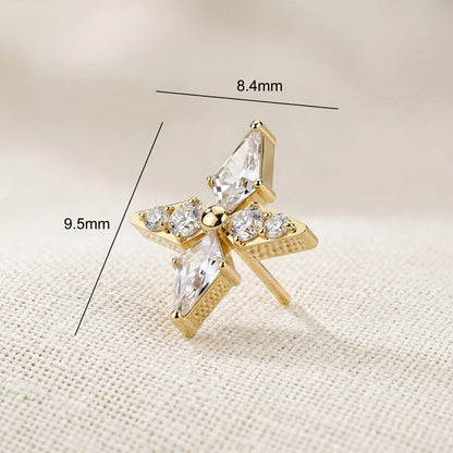 Titanium Spear and Round CZ Cross Threadless Top