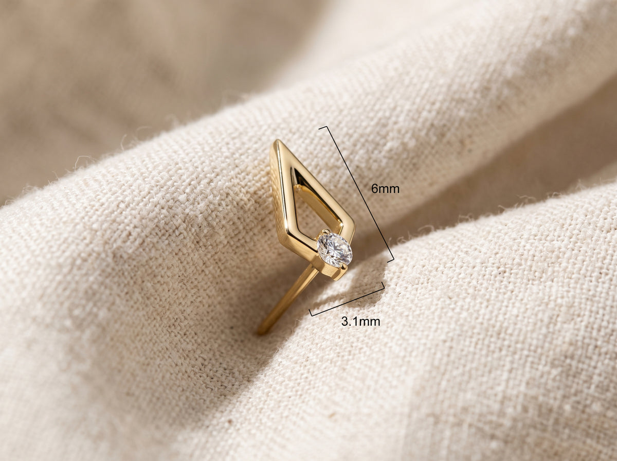 Titanium Open Spear CZ Threadless Top