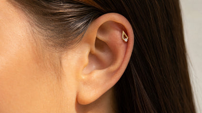 Titanium Open Spear CZ Threadless Flat Back Stud
