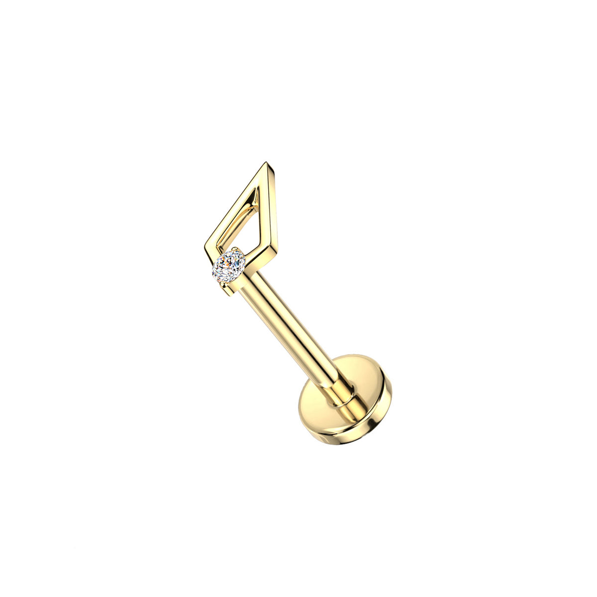 Titanium Open Spear CZ Threadless Flat Back Stud