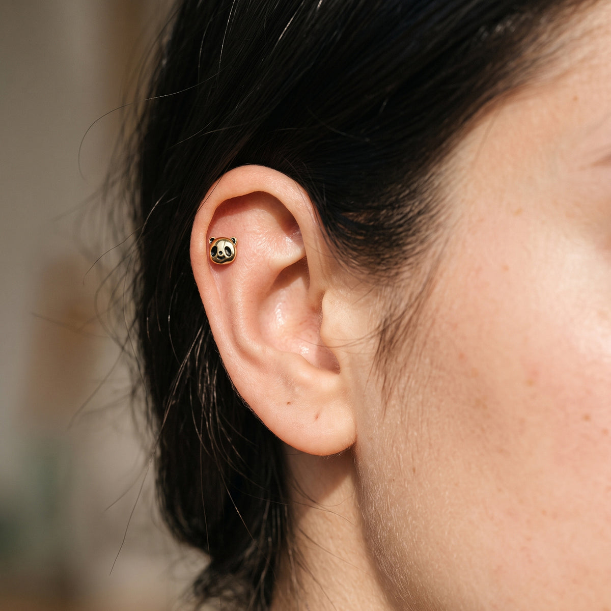 Titanium Panda Threadless Flat Back Stud
