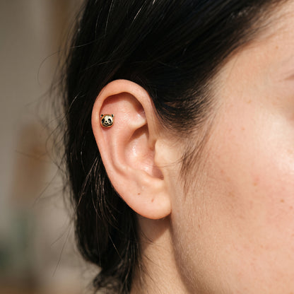 Titanium Panda Threadless Flat Back Stud