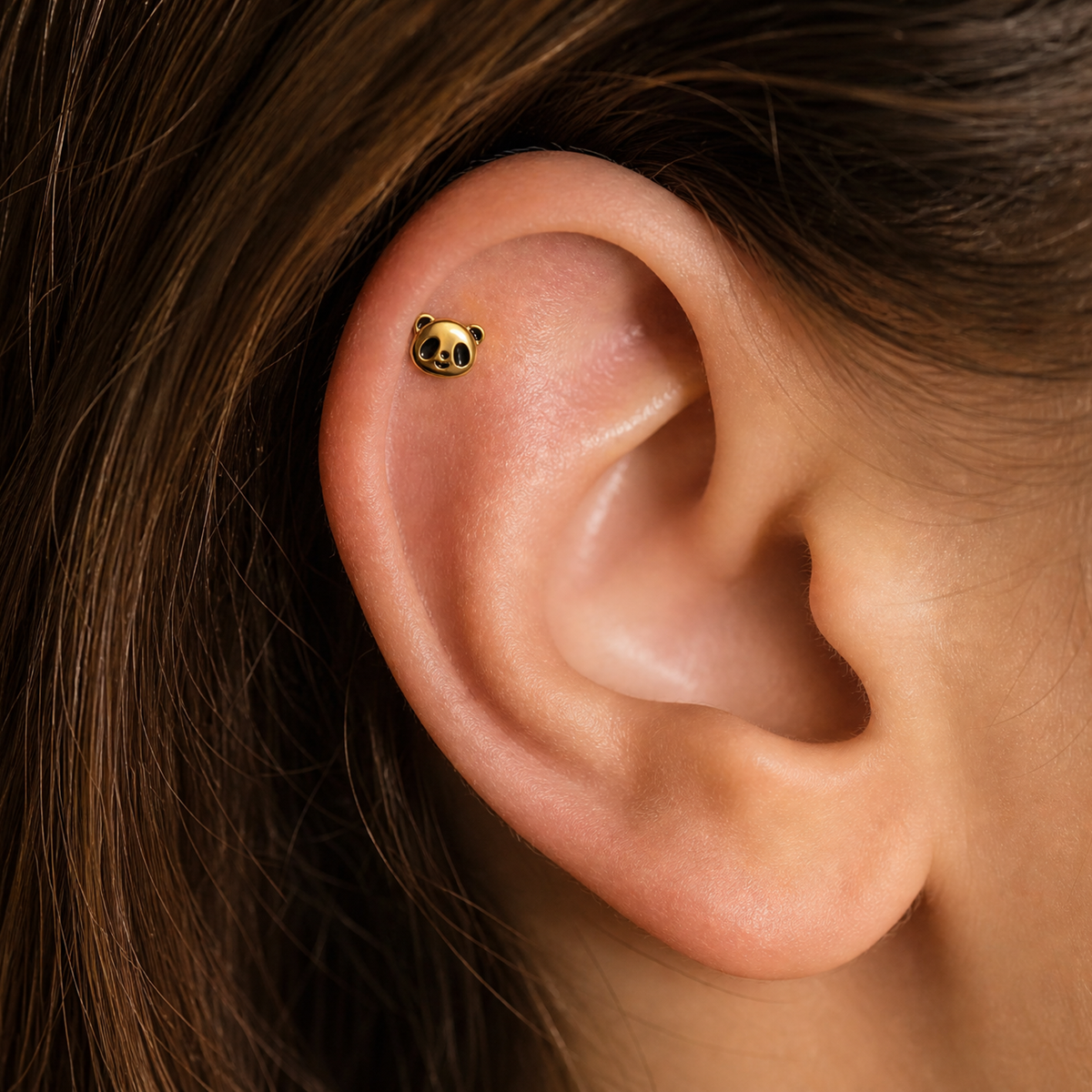 Titanium Panda Threadless Flat Back Stud