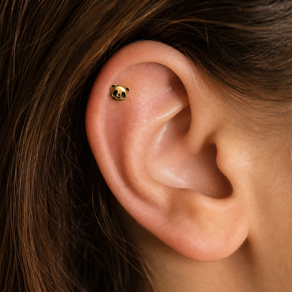 Titanium Panda Threadless Flat Back Stud