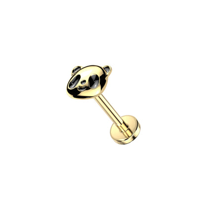Titanium Panda Threadless Flat Back Stud