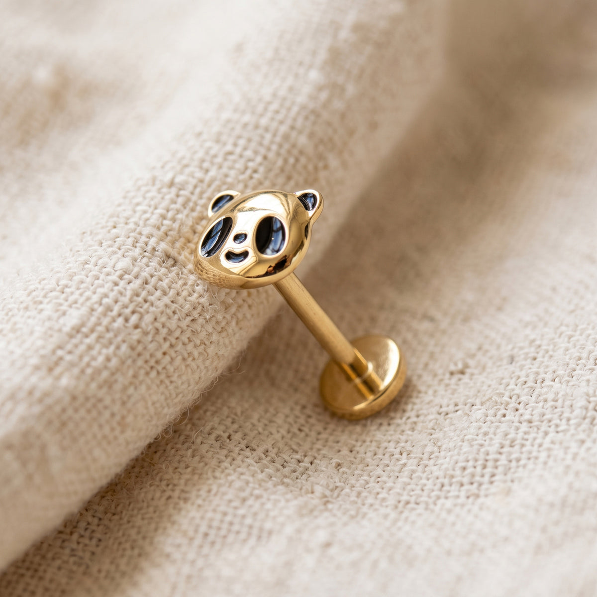 Titanium Panda Threadless Flat Back Stud