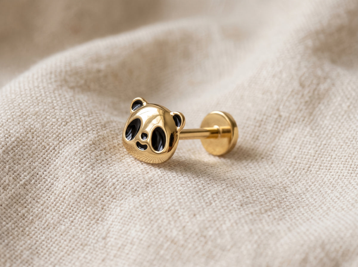 Titanium Panda Threadless Flat Back Stud