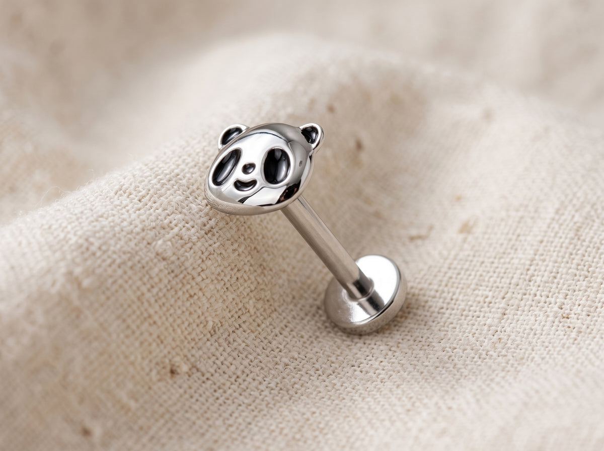 Titanium Panda Threadless Flat Back Stud