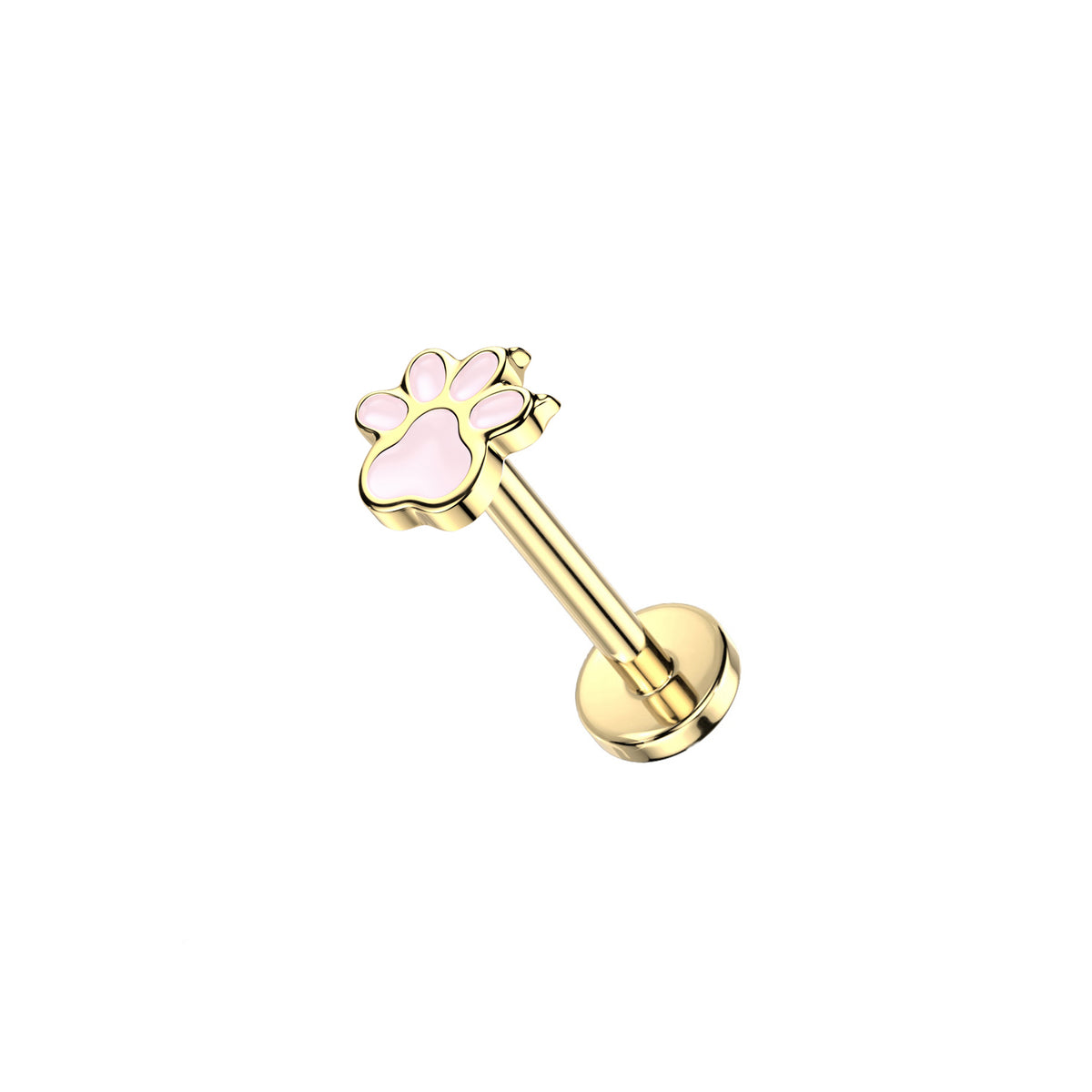Titanium Enamel Paw Threadless Flat Back Stud