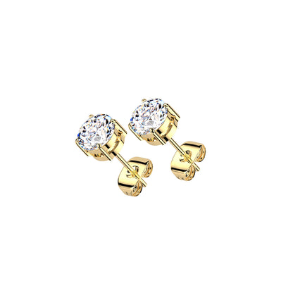 Titanium Prong Set Moissanite Stud Earrings 2 CT (Pair)