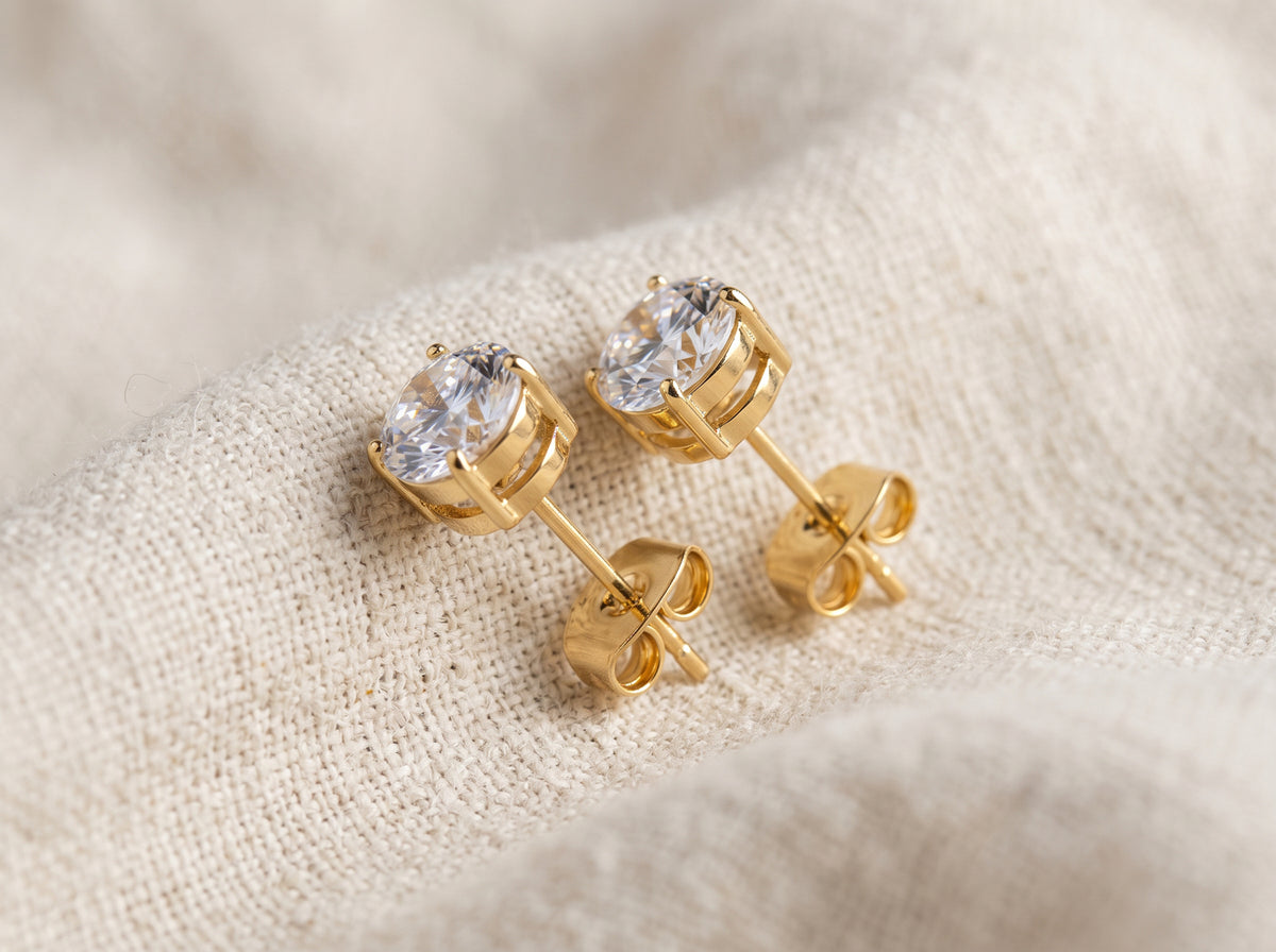 Titanium Prong Set Moissanite Stud Earrings 2 CT (Pair)
