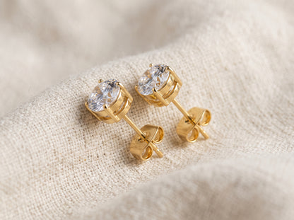 Titanium Prong Set Moissanite Stud Earrings 2 CT (Pair)