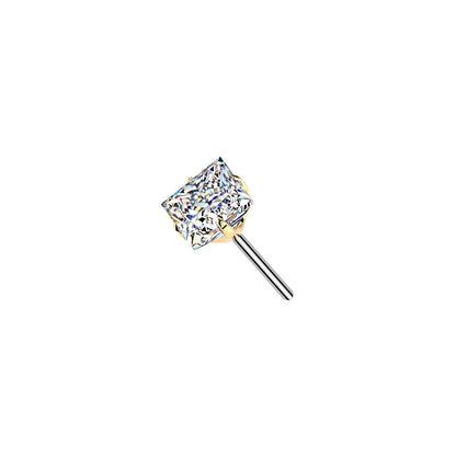 Titanium Square Prong Set Moissanite Threadless Top
