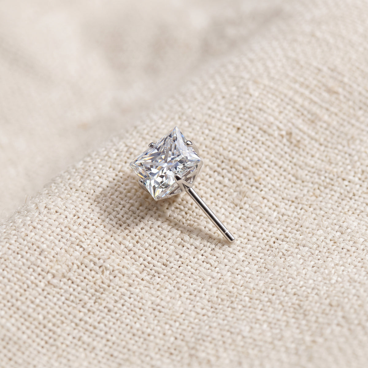 Titanium Square Prong Set Moissanite Threadless Top